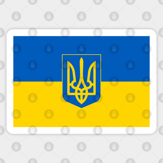 Flag of Ukraine with Coat of Arms Sticker by COUNTRY FLAGS